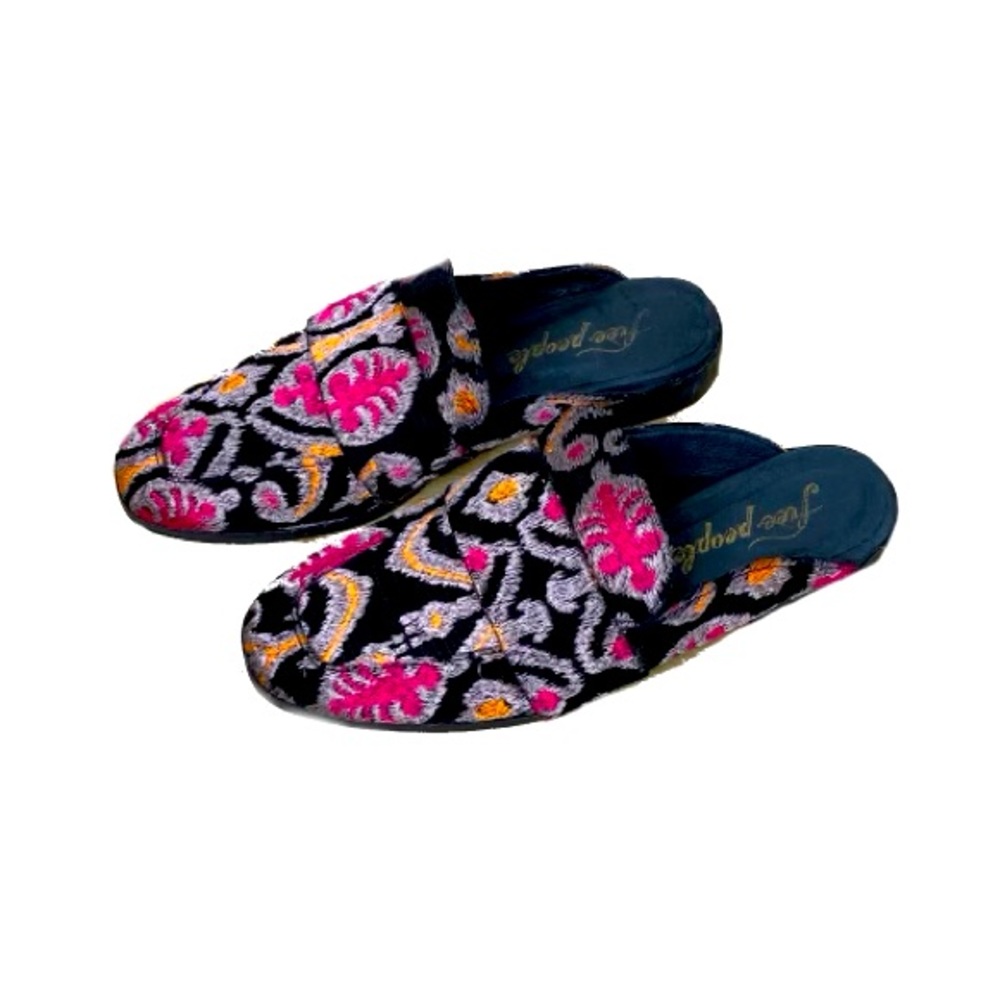 Free People Tapestry Brocade At Ease Mule Loafers Slip On Shoes, Size 6.5